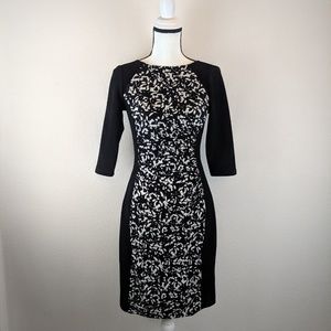 Chaps 3/4 Sleeve Stretch Bodycon Pencil Midi Dress